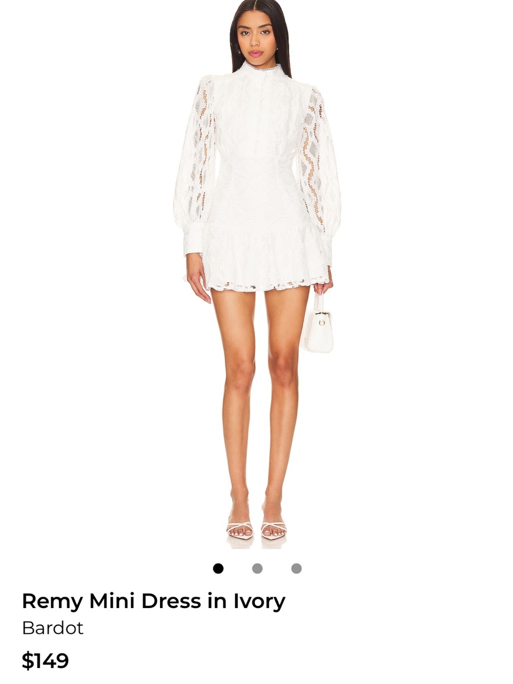 Bardot Ivory Long Sleeve Lace Mini Dress